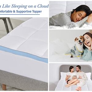 Luxury Mattress Topper Queen Size, Soft Fluffy Cooling Pillow Top Queen Mattress Topper for Bed