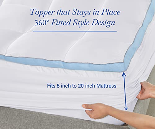 Luxury Mattress Topper Queen Size, Soft Fluffy Cooling Pillow Top Queen Mattress Topper for Bed