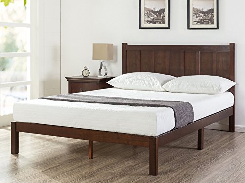 Zinus Adrian Wood Rustic Style Platform Bed with Headboard/No Box Spring Needed/Wood Slat Support, King & 12 Inch Gel-Infused Green Tea Memory Foam Mattress, King