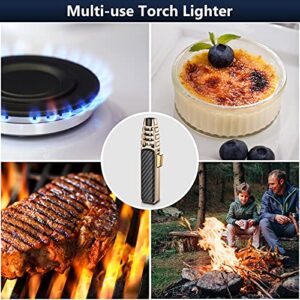 Butane Torch Lighter, Refillable Kitchen Cooking Torch Windproof Adjustable Flame Solar Beam Torch Blow Torch with Safety Lock for Baking Creme Brulee HGT-588 (Butane Gas Not Included) (Black)