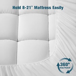 Shilucheng King Mattress Topper, Extra Thick Cooling Mattress Pad for Back Pain, Breathable Fluffy Ultra Soft Pillow Top Down Alternative Fill Mattress Pad Cover (78x80 Inches, White)
