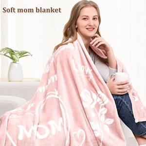 Aiideals Gifts for Mom, Birthday Gifts for Women, Mom Birthday Gifts from Daughter or Son, I Love You Mother Gift Blanket for Valentines Day, for Mom, 65x55 inch, Blush