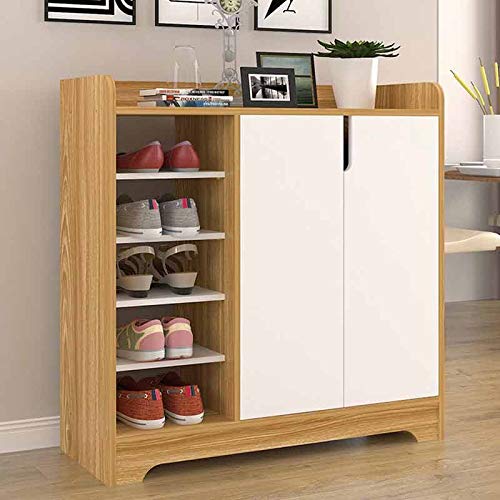 DINGZZ Multi-Layer Simple Shoe Shelf Home Simple Household Dustproof Shoe Cabinet, Wooden Shoe Rack (Color : Black)