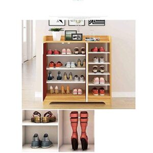 DINGZZ Multi-Layer Simple Shoe Shelf Home Simple Household Dustproof Shoe Cabinet, Wooden Shoe Rack (Color : Black)