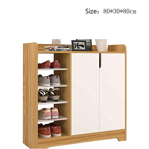 DINGZZ Multi-Layer Simple Shoe Shelf Home Simple Household Dustproof Shoe Cabinet, Wooden Shoe Rack (Color : Black)