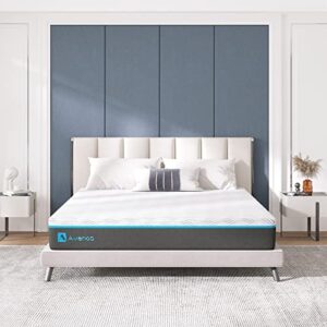 avenco king mattress, king size memory foam mattress in a box, 10 inch gel-infused king bed mattress with plush cover, ultimate comfort & supportive certipur-us & ispa certified
