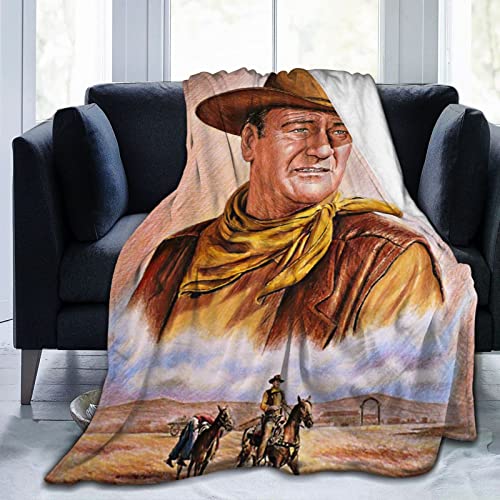 Attacoco John Wayne Gifts Merchandise Cozy Throw Blankets Hug Sleep Big Blanket Suitable for Sofa, Living Room, Bedroom, Double Bed, 60"x50"