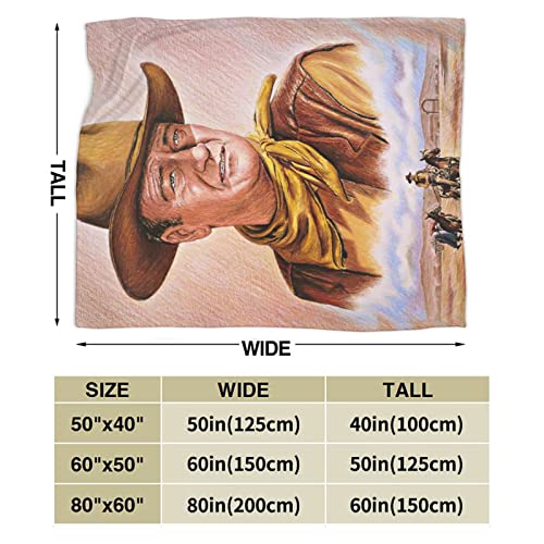 Attacoco John Wayne Gifts Merchandise Cozy Throw Blankets Hug Sleep Big Blanket Suitable for Sofa, Living Room, Bedroom, Double Bed, 60"x50"