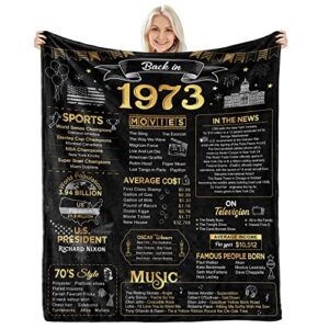 happy 50th birthday gifts for men women blanket 1973 50th birthday anniversary wedding decorations turning 50 years old bday gift idea for husband wife dad mom back in 1973 throw blanket 60lx50w inch