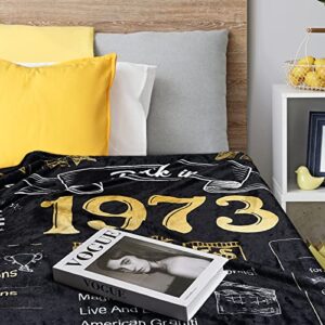 Happy 50th Birthday Gifts for Men Women Blanket 1973 50th Birthday Anniversary wedding Decorations Turning 50 Years Old Bday Gift Idea for Husband Wife Dad Mom Back in 1973 Throw Blanket 60Lx50W Inch