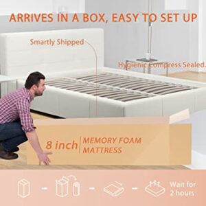 8 inch Queen Size Mattress with Cover, Cooling Gel Memory Foam Queen Mattress for a Cool Sleep & Pressure Relief, Medium Firm Mattress Pad Queen Mattresses, Bed in a Box, CertiPUR-US Certified