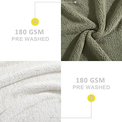 Nautica- Throw Blanket, Ultra Soft Plush Sherpa Home Décor, Reversible All Season Bedding (Solid Green/Ivory, 50 x 60)