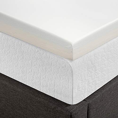Mellow 4 Inch Memory Foam Mattress Topper with Cover, Calming Green Tea Infusion, Queen