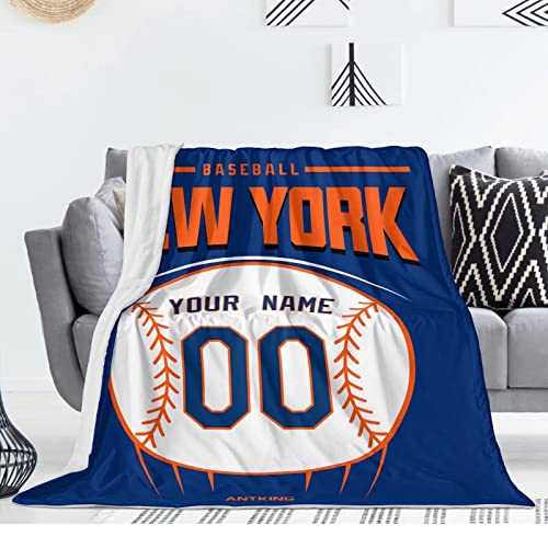 ANTKING New York Throw Blanket Custom Any Name and Number for Men Women Baby Gifts