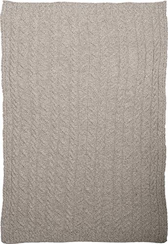 Irish Cable Knit Blanket Supersoft Merino Wool Throw Made in Ireland 40" x 60" (Toasted Oat)