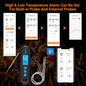 INKBIRD Hybrid Thermometer Between a Remote Bluetooth BBQ Meat Thermometer with 2 Probes and an Instant-Read Thermometer,Rechargeable Grill Thermometer with Temperature Alarms and Graph, Calibration