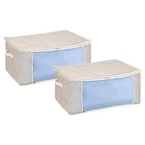 simplify non-woven breathable jumbo closet storage bag, blocks dust and odors, good for blankets, linens, off season items, clothing, toys & more, 2 pack, beige