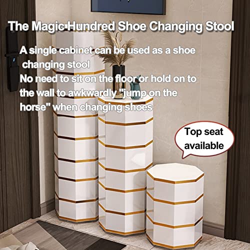 LÜZHONG Spinning Shoe Rack - 360° Metal Rotating Shoe Shelf with 2 Hooks, Freestanding Shoe Storage Organiser Hallway Display Stand Unit for Entryway Bedroom Living Room