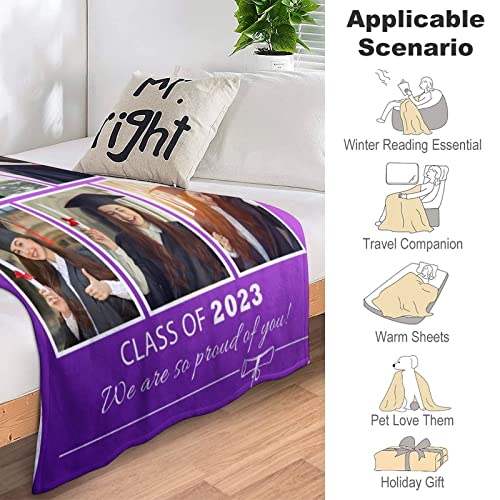 Graduation Gifts Blanket,Custom Picture Blanket with Name Photo, Graduation Gifts for Her Him, Cool 2023 Graduation Gifts, College Graduation Gifts for Her, Graduation Gifts 2023 High School Blanket