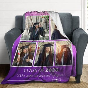 Graduation Gifts Blanket,Custom Picture Blanket with Name Photo, Graduation Gifts for Her Him, Cool 2023 Graduation Gifts, College Graduation Gifts for Her, Graduation Gifts 2023 High School Blanket