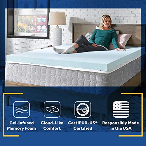 Sealy TrueForm 3" Memory Foam Mattress Topper, Twin Blue