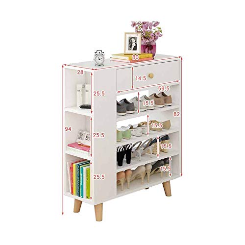 TFIIEXFL Shoe Cabinet Colorful Matching Cabinet Corner Multi-Layer Solid Wood Legs Small Shoe Cabinet Shoe Rack Large Capacity Living Room Rack (Color : D)