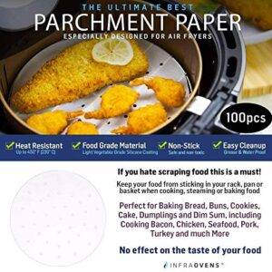 Air Fryer Parchment Paper Liners Compatible with Ninja Foodi 6.5QT & 8QT OP401, Gourmia 5QT, Maxi Matic Elite Platinum 7.3 QT, Tidylife 5.8QT, Ultrean 5.8 & 8.5QT +More - 100pcs + Baking Reusable Mat