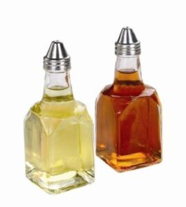 set of 2, 6 oz. (ounce) tabletop oil and vinegar cruet glass bottle cruets dispenser