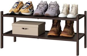 kiplant bamboo shoe rack for entryway, 2-tier stackable | foldable | natural, shoe organizer for hallway closet, free standing shoe racks for indoor outdoor