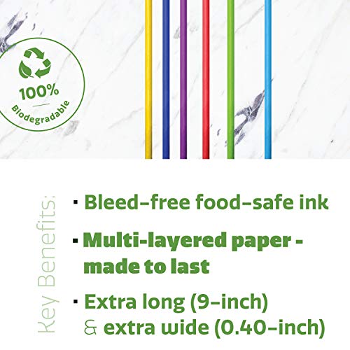 Paper Jumbo Smoothie Straws,100% Biodegradable [100 Pack] Assorted Colors