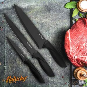 NutriChef 7 Piece Kitchen Knife Set - Stainless Steel Kitchen Precision Knives Set w/ 5 Knives & Bonus Sharpener, Acrylic Block Stand - Cutting Slicing, Chopping, Dicing NCKNS7X