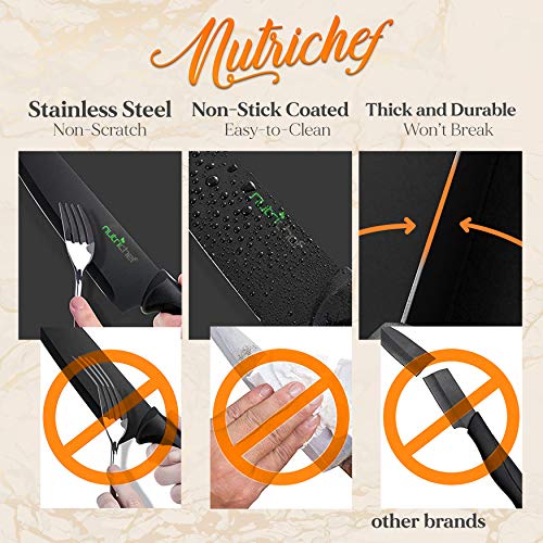 NutriChef 7 Piece Kitchen Knife Set - Stainless Steel Kitchen Precision Knives Set w/ 5 Knives & Bonus Sharpener, Acrylic Block Stand - Cutting Slicing, Chopping, Dicing NCKNS7X