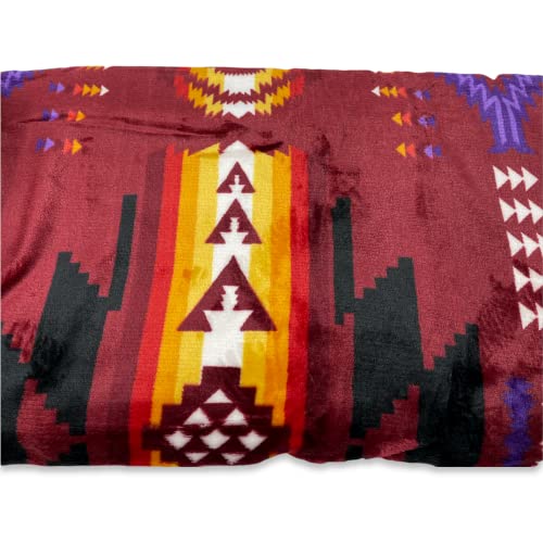 Nu Trendz Signature Southwest Design (Navajo Print) Sherpa Lined Throw 16112 Burgundy