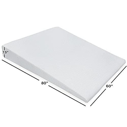 Milliard Bed Wedge Mattress Topper with Memory Foam Top, Incline Mattress Elevator Base, 7.5 Inch with Washable Cover (Queen)