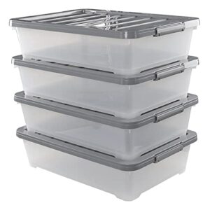 nicesh 4 packs 40 quart wheeled under bed boxes, clear plastic underbed storage bins
