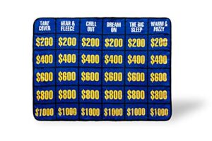 just funky jeopardy game board large fleece throw blanket | jeopardy board design soft blankets and throws | official jeopardy throw blankets | measures 60 x 45 inches