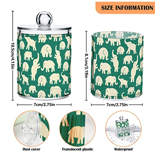 YYZZH Elephant Pattern Cartoon Design 4 Pack Qtip Holder Dispenser for Cotton Swab Ball Round Pads Floss 10 Oz Apothecary Jar Set for Bathroom Canister Storage Makeup Organizer