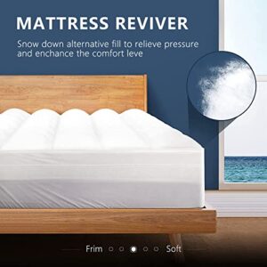 TEXARTIST Queen Mattress Topper for Back Pain, Extra Thick Mattress Pad Cover, Plush Soft Pillowtop Bed Topper with Elastic Deep Pocket, Overfilled Down Alternative Filling