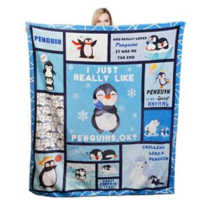 cute penguin throw blanket warm super soft micro flannel blanket for bed sofa plane/living room decor 40x50 inch