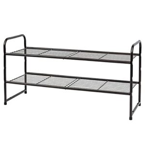 sufauy 2-tier shoe rack, stackable shoe shelf storage organizer for entryway closet, extra large capacity, wire grid, bronze
