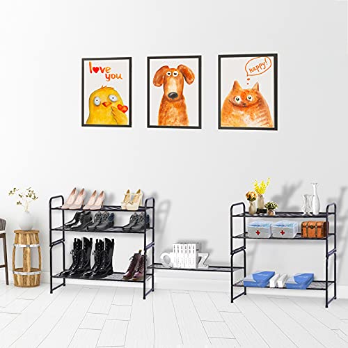 SUFAUY 2-Tier Shoe Rack, Stackable Shoe Shelf Storage Organizer for Entryway Closet, Extra Large Capacity, Wire Grid, Bronze