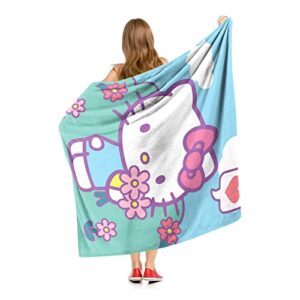 Northwest Sanrio Hello Kitty Silk Touch Throw Blanket, 50" x 60", Picking Flowers