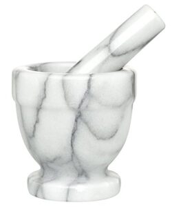 hic footed mortar and pestle set, spice herb grinder, solid carrara marble