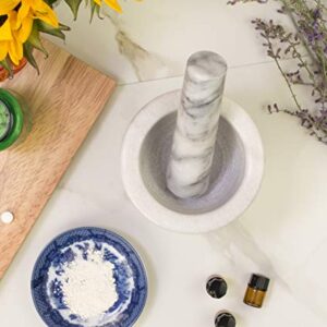 HIC Footed Mortar and Pestle Set, Spice Herb Grinder, Solid Carrara Marble