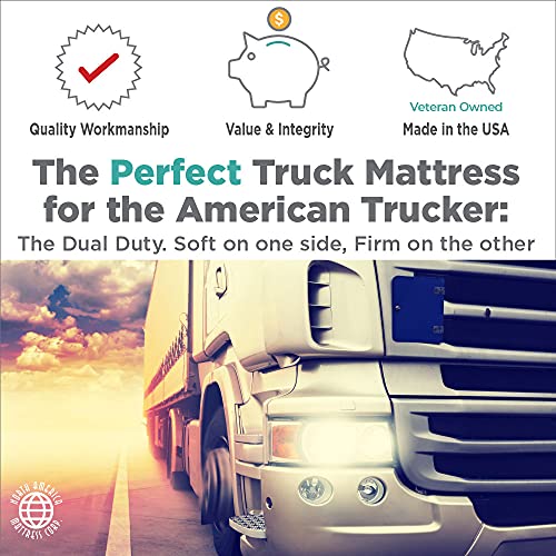 Dual Duty Dual Sided Firm/Soft Foam Truck Mattress, 80" x 30" x 6"