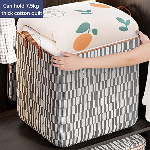 SEPPR Large Capacity Folding Clothes Storage Bag - Portable Wardrobe Sorting Clothes Storage Box with Reinforced Handle Zipper for Home Comforters Pillow Blanket Bedding Quilt