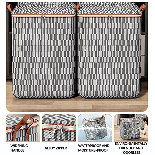 SEPPR Large Capacity Folding Clothes Storage Bag - Portable Wardrobe Sorting Clothes Storage Box with Reinforced Handle Zipper for Home Comforters Pillow Blanket Bedding Quilt