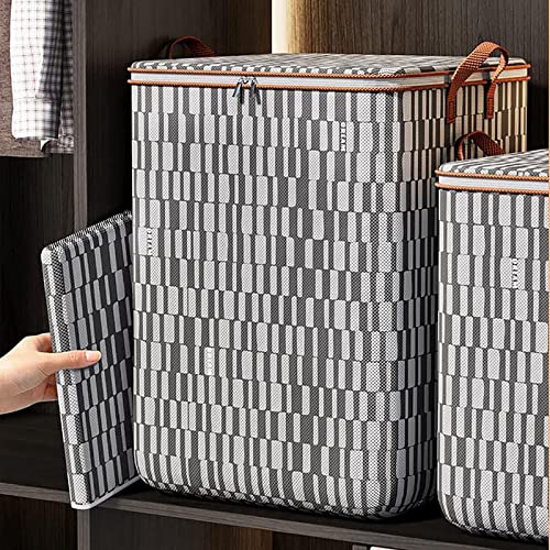 SEPPR Large Capacity Folding Clothes Storage Bag - Portable Wardrobe Sorting Clothes Storage Box with Reinforced Handle Zipper for Home Comforters Pillow Blanket Bedding Quilt