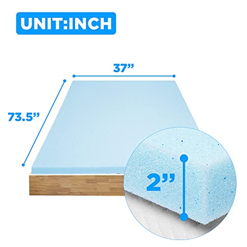 2-Inch Mattress Topper Memory Foam Pressure Relief for Back Pain Cooling Gel-Infused Gel Infused Mattress Topper Cooling & Breathable CertiPUR-US Certified (Twin)