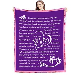telanbabei to my mom blanket unique love throw soft blankets birthday gift for women from daughter son on thanksgiving, mother’s day，or christmas mom gifts bed flannel blankets decor (purple) 60"x50"